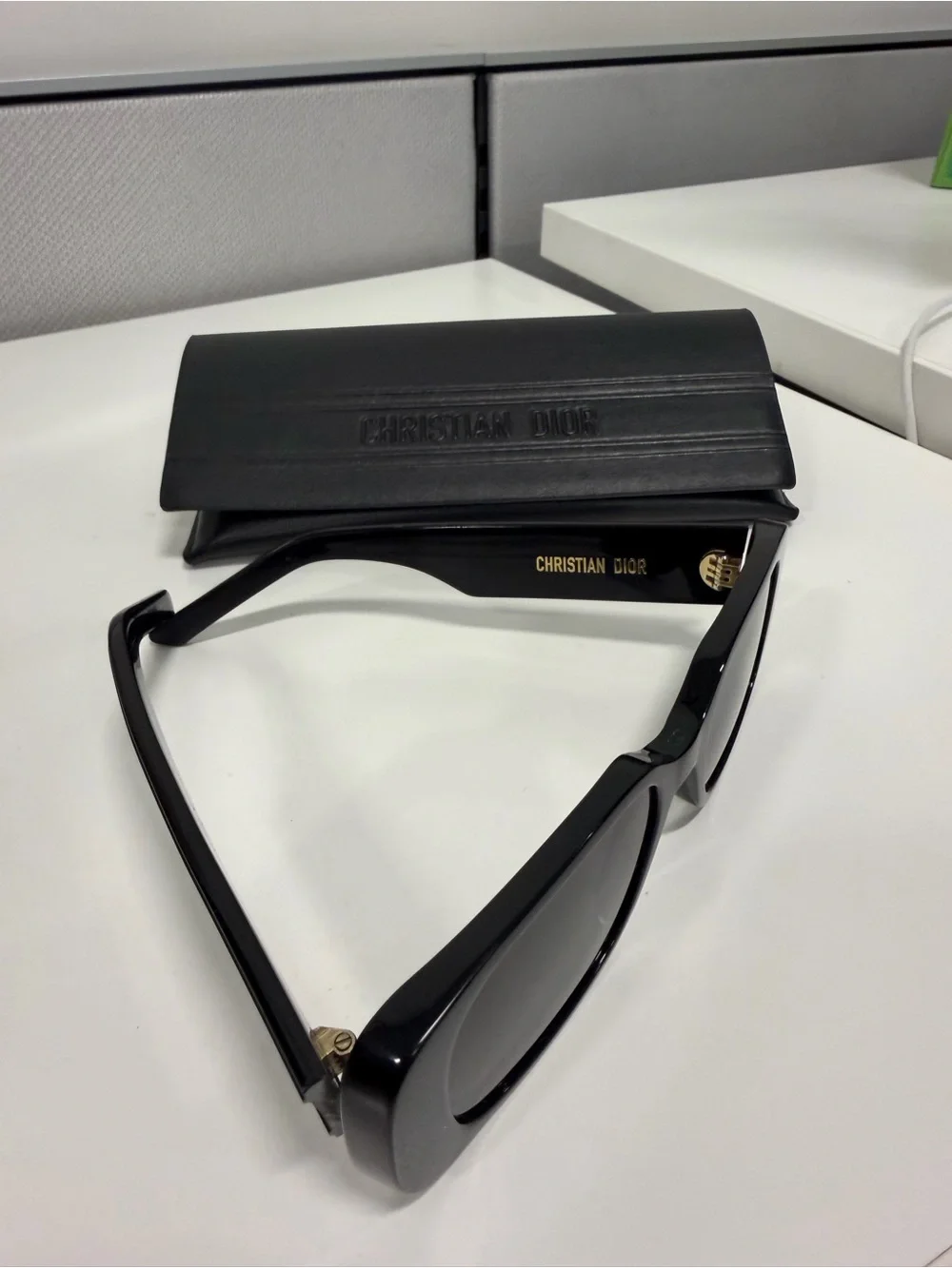 Dior Black Rectangular Sunglasses with Branded Case
